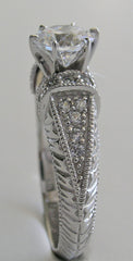 SPECIAL ENGAGEMENT RING SETTING ANTIQUE DECO STYLING WITH PAVE DIAMOND ACCENTS