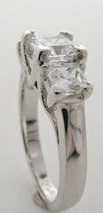 THREE STONE ENGAGEMENT RING SETTING WITH PRINCESS CUT DIAMONDS