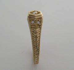 GOLD ART DECO ANTIQUE STYLE DIAMOND RING ENGRAVE DETAILS