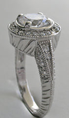 HALO ART DECO STYLE MIL GRAIN DIAMOND ACCENTS ENGAGEMENT RING SETTING