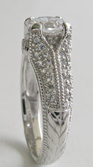 UNUSUAL FVEMININE PAVE DIAMOND ENGAGEMENT RING SETTING