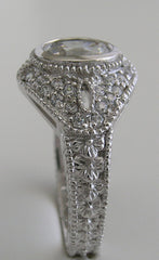 OVAL SHAPEANTIQUE STYLE MIL GRAINED DIAMOND ENGAGEMENT RING SETTING