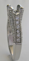 RING SETTINGS ANTIQUE ART DECO STYLE MIL GRAIN DIAMOND ACCENTS