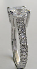 ANTIQUE STYLE PRINCESS CUT DIAMOND RING SETTING