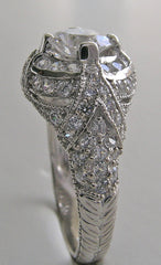 ENGAGEMENT RING SETTING OR REMOUNT RING ART DECO STYLE PAVE DIAMOND DETAILS