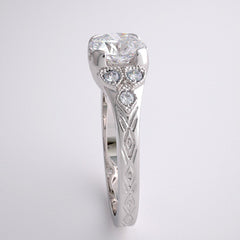 DIFFERENT ART DECO STYLE ENGAGEMENT RING SETTING DIAMOND AND MIL GRAIN ACCENT