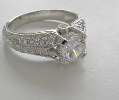 UNUSUAL FVEMININE PAVE DIAMOND ENGAGEMENT RING SETTING