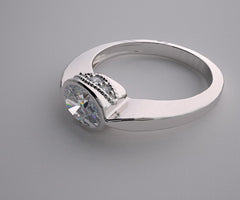 EAST WEST OVAL SHAPE STONE DIAMOND ACCENT RING SETTING