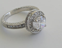 FEMININE HALO DIAMOND ACCENT ENGAGEMENT RING SETTING