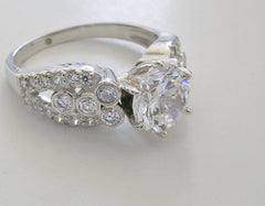 FEMININE DIAMOND PAVE ANTIQUE STYLE ENGAGEMENT DIAMOND RING SETTING