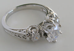 ANTIQUE ART NOUVEAU STYLE DIAMOND ENGAGEMENT RING GOLD OR PLATINUM SETTING