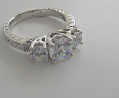 THREE STONE ANNIVERSARY DIAMOND ENGAGEMENT RING SETTING