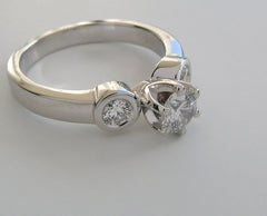 ELEGANT BEZEL AND PRONG SET THREE STONE DIAMOND RING SETTING