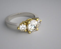 DYNAMIC TWO TONE GOLD THREE STONE RING SETTING