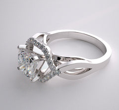 ARTISTIC ENGAGEMENT RING SETTING GEOMETRIC ART DECO STYLE COLLECTION WITH DIAMOND ACCENTS