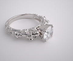 ART DECO STYLE DIAMOND ACCENT ENGAGEMENT RING