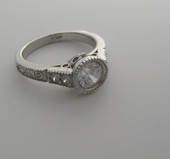 ENGAGEMENT RING SETTING MIL GRAIN MIL GRAIN DESIGN DIAMOND ACCENTS AND DETAILS