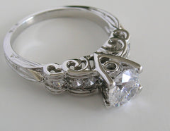 ART DECO ANTIQUE STYLE DIAMOND RIBBON DESIGNED ENGAGEMENT RING SETTING