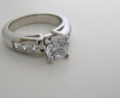 ILLUSION SET PRINCESS CUT ACCENT DIAMOND ENGAGEMENT RING SETTINGS