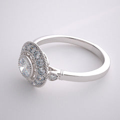 FEMININE DIAMOND ACCENT ENGAGEMENT RING SETTINGS MIL GRAIN DETAILS