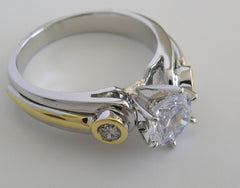 LOVELY TWO TONE CLASSIC DIAMOND ENAGEMENT RING SETTING