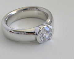 ELEGANT SEMI BEZEL SET DIAMOND ENGAGEMENT RING SETTING OR REMOUNT RING