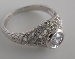 ANTIQUE ART DECO STYLE DIAMOND BEZEL FILLIGREE RING SETTING