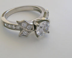 UNUSUAL FEMININE BOW STYLE ENGAGEMENT RING SETTING