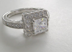 UNUSUAL HALO ACCENT PRINCESS CUT DIAMOND ENGAGEMENT RING SETTTING