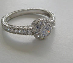 CHARMING PETITE HALO DESIGN ANTIQUE STYLE DIAMOND ENGAGEMENT RING SETTING