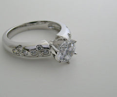 ENGAGEMENT RING SETTING UNUSUAL FLORAL DESIGN DIAMOND ACCENTS