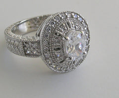 DIAMOND HALO RING SETTING OR RE-MOUNT RING SETTING WITH DIAMOND ACCENTS