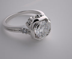 SPECIAL ART DECO STYLE FEMININE RING SETTING PRETTY DIAMOND DETAILS