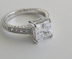 ANTIQUE STYLE PRINCESS CUT DIAMOND RING SETTING