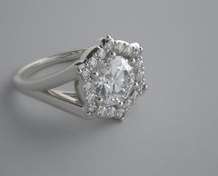 ANTIQUE STYLE DIAMOND ACCENT FLUSH ENGAGEMENT RING SETTING