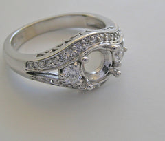 ART DECO ANTIQUE VINTAGE STYLE DIAMOND ENGAGEMENT RING SETTING SET