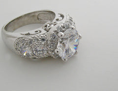 SPECIAL ENGAGEMENT RING SETTING ART DECO ANTIQUE STYLE ENCRUSTED WITH ACCENT DIAMONDS