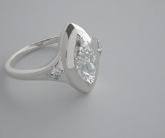 DESIGNER MARQUISE SHAPE RING SETTING WITH DIAMOND ACCENTS