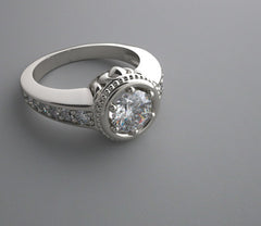 ENGAGEMENT RING SETTING WITH ELEGANT FEMININE DETAILS AND DIAMOND ACCENTS