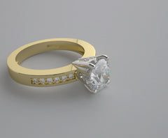 14K YELLOW GOLD SOLITAIRE DIAMOND ACCENTED ENGAGEMENT RING SETTING