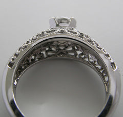 ANTIQUE ART DECO STYLE DIAMOND ACCENT FILIGREE RING SETTING WITH MIL GRAIN