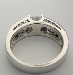 UNUSUAL THREE STONE RING SETTING DESIGN WITH DIAMOND SIDE ACCENTS