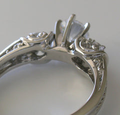 ANTIQUE ART NOUVEAU STYLE DIAMOND ENGAGEMENT RING GOLD OR PLATINUM SETTING