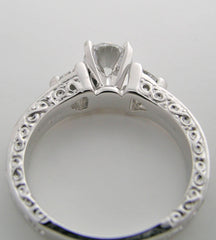 UNUSUAL THREE STONE ENGAGEMENT RING SETTING OR REMOUNT RING WITH DIAMOND ACCENTS