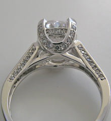 LARGE IMPORTANT OVAL SHAPE DIAMOND ACCENT ENGAGEMENT RING SETTING