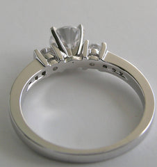 FEMININE THREE STONE RING SETTING WITH DIAMOND ACCENT DESIGN