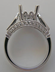 UNIQUE ANTIQUEART DECO STYLE CROWN DESIGN DIAMOND ACCENTED ENGAGEMENT RING SETTING