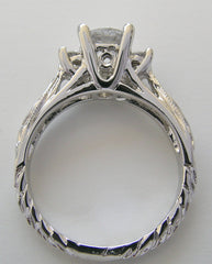 ART NOUVEAU ANTIQUE STYLE ENGRAVED ENGAGEMENT RING SETTING