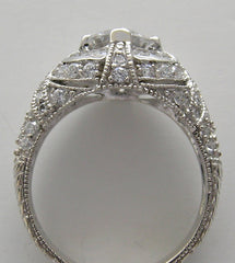 ENGAGEMENT RING SETTING OR REMOUNT RING ART DECO STYLE PAVE DIAMOND DETAILS