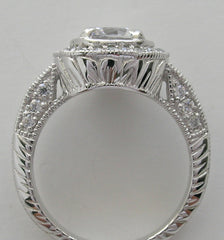 HALO ART DECO STYLE MIL GRAIN DIAMOND ACCENTS ENGAGEMENT RING SETTING